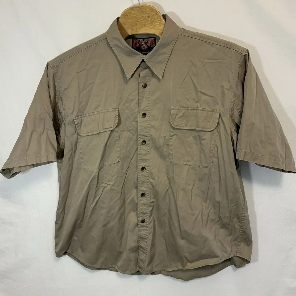 Duluth Trading Shirt Men's Size 3XL Tan Button Down Heavy Work Outdoor‎